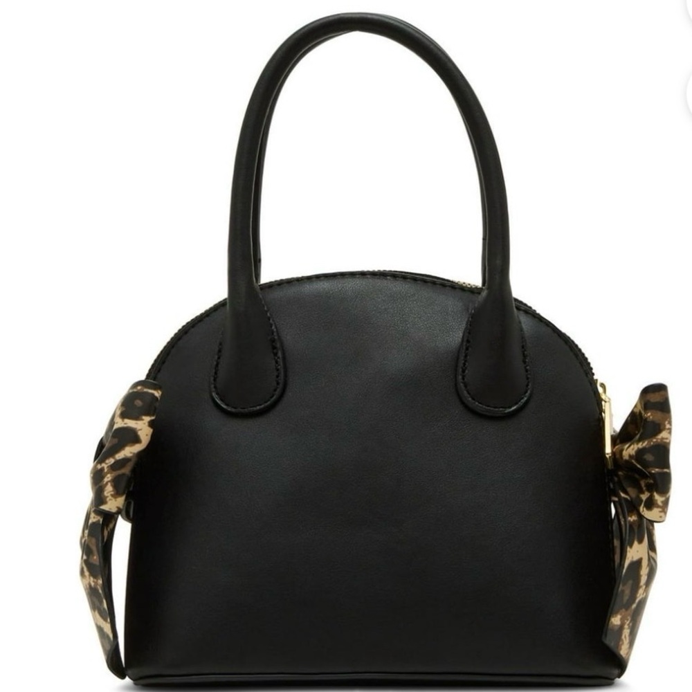 Betsey Johnson Black Satchel with Leopard Details - Picture 3 of 5